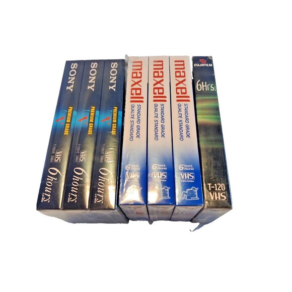 Lot of 7 Sony, Maxell and Fujifilm Blank VHS Tapes T-120 Brand New Sealed New - Picture 1 of 6